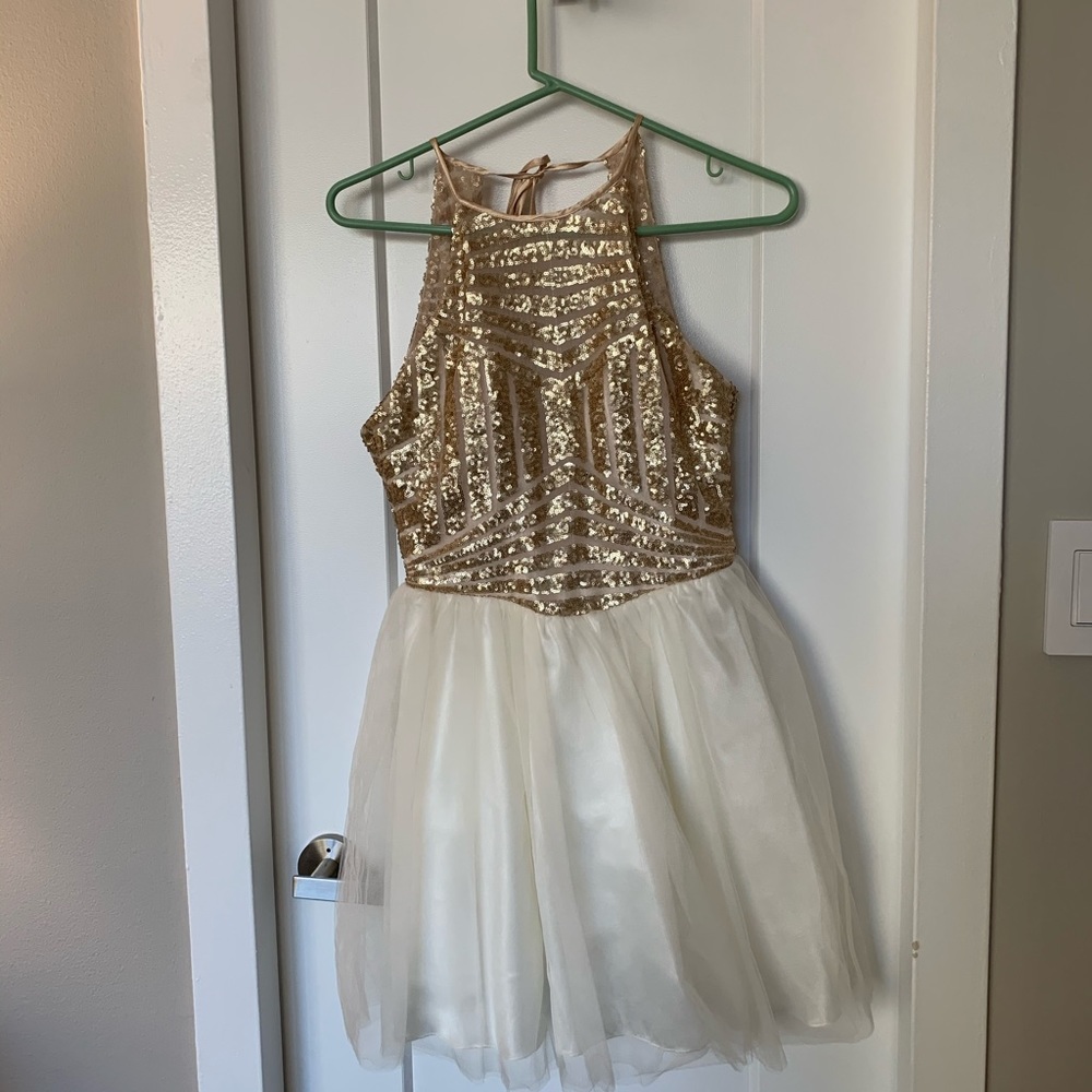 White/gold dress